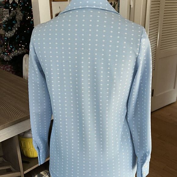 Groovy 70s 200% Poly Tunic Length Shirt Iridescent Buttons. Brady Bunch Vibe - Picture 7 of 16